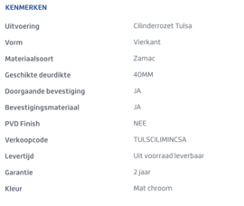 Skantrae cilinderrozet Tulsa minimal mat chroom