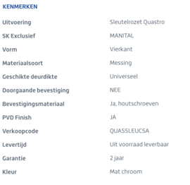 Skantrae Mat chroom Sleutelrozet Quastro