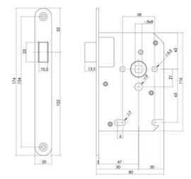 Intersteel Woningbouw magneet loopslot voorplaat afgerond rvs