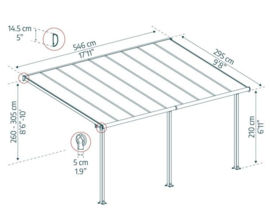 Olympia Terrasoverkapping Wit Blanke Beglazing 546x295x260-305 cm