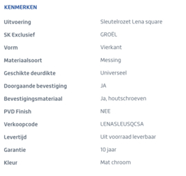 Skantrae Mat chroom sleutelrozet Lena Square