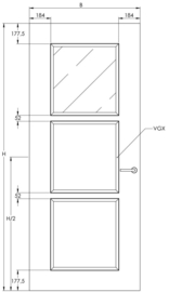 Svedex binnendeur Elite AE47 Gezandstraald glas met blank rand