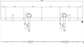 Schuifdeursysteem modern RVS geborsteld