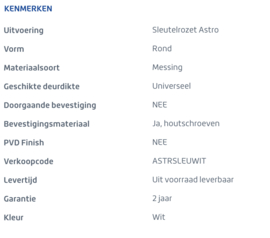 Skantrae Wit Sleutelrozet Astro