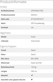Schuifdeursysteem Nuoli Zwart 400 cm (2 x 200 cm schuifdeurrail)