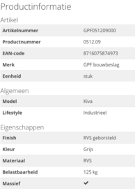 Enkele schuifdeurhanger Kiva RVS