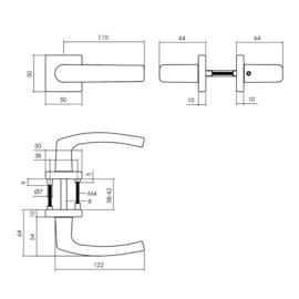 Deurbeslag pakket toiletslot 63/8MM zwart met deurkruk Denham en wc-sluiting zwart