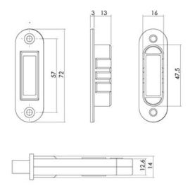 Intersteel Woningbouw magneet badkamer/toilet slot 63/8mm voorplaat afgerond rvs