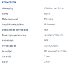 Skantrae Zwart Cilinderrozet Astro