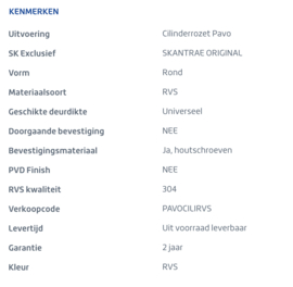 Skantrae RVS cilinderrozet Pavo