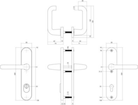 Intersteel Veiligheidsbeslag SKG3 kruk/kruk profielcilinder 55 mm met kerntrekbeveiliging aluminium zwart