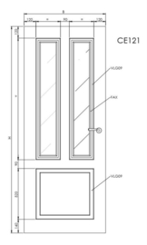 Svedex binnendeur Cameo CE121 blank facet glas (rilgeslepen)