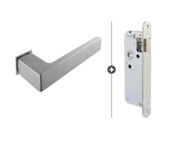 Draaideur pakket Slimserie hang- en sluitwerk - Deurkruk Dayton Mat chroom