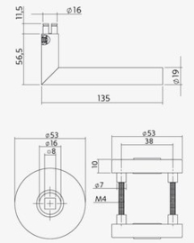 Intersteel Achterdeurbeslag Deurkruk Jura op massieve rozet ø53x10 mm rvs zwart