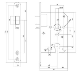 Intersteel Woningbouw magneet badkamer/toilet slot 63/8mm voorplaat afgerond zwart