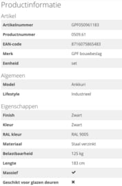 Schuifdeursysteem Ankkuri Zwart 183 cm
