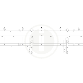 Schuifdeur Cubo Zwart incl. Transparant Glas 235x98x2,8 cm + Zwart Ophangsysteem Basic