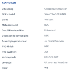 Skantrae Wit cilinderrozet Houston