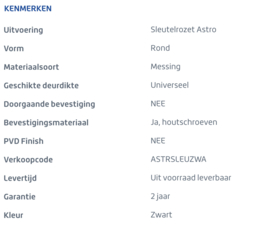 Skantrae Zwart Sleutelrozet Astro