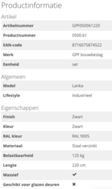 Schuifdeursysteem Lanka Zwart 220 cm