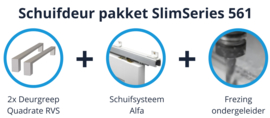 Schuifdeur pakket SlimSeries hang- en sluitwerk 561 - Deurgreep Ripley RVS