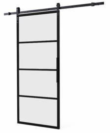 Schuifdeur Cubo Zwart incl. Mat Glas 235x98x2,8 cm + Zwart Ophangsysteem Basic Top