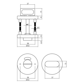 Deurbeslag pakket toiletslot 63/8MM wit met deurkruk Jupiter en wc-sluiting RVS