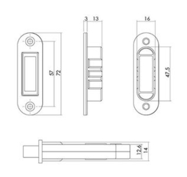 Intersteel Woningbouw magneet loopslot voorplaat afgerond rvs