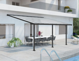 Olympia Terrasoverkapping Grijs Blanke Beglazing 546x295x260-305 cm