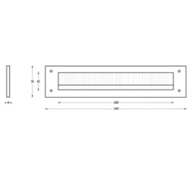 Intersteel Tochtwering rechthoek rvs/mat zwart