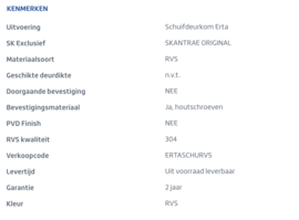 Skantrae schuifdeurkom Erta RVS