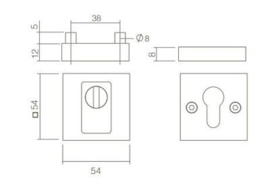 Intersteel Veiligheidsrozet SKG3 met kerntrekbeveiliging vierkant rvs geborsteld