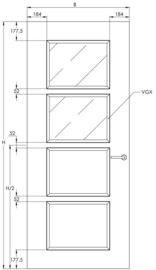 Svedex binnendeur Elite AE49 Gezandstraald glas met blanke rand