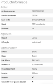 Schuifdeursysteem Lanka Zwart 183 cm