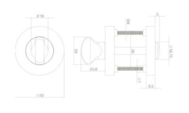 Intersteel Rozet met toilet-/badkamersluiting 52x10mm zwart