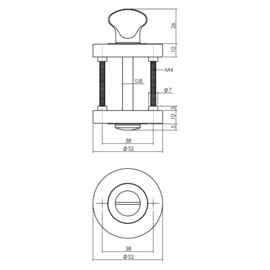 Deurbeslag pakket toiletslot 63/8MM wit met deurkruk Bastian en wc-sluiting wit