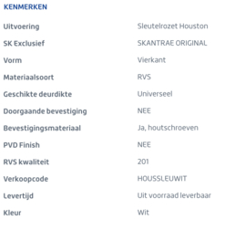 Skantrae Wit Sleutelrozet Houston