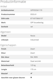 Dubbel schuifdeursysteem Neula zwart 170 cm