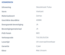 Skantrae sleutelrozet Tulsa mat chroom