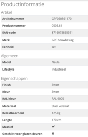 Schuifdeursysteem Neula Zwart 170 cm