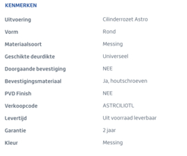 Skantrae Messing Cilinderrozet Astro