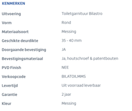 Skantrae Mat Messing Toiletgarnituur Bilastro