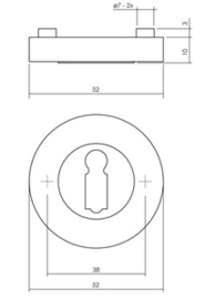 Intersteel Rozet met sleutelgat Ø52x10mm antracietgrijs