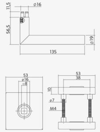 Intersteel Achterdeurbeslag Deurkruk Jura op massieve rozet 53x53x10 mm rvs geborsteld