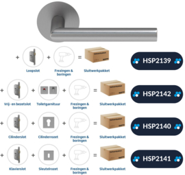 Draaideur pakket hang en sluitwerk - Deurkruk Orbit 19 Flat RVS