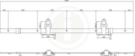 Schuifdeur Cubo Zwart incl. Mat Glas 235x98x2,8 cm + Zwart Ophangsysteem Basic Top