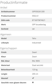 Schuifdeursysteem Teho Zwart 200 cm