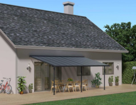 Capri Terrasoverkapping Grijs Bronze Beglazing 619x295x260-305 cm