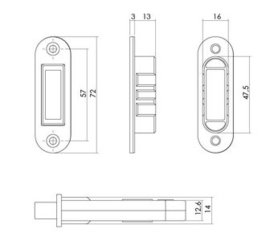 Intersteel Woningbouw magneet badkamer/toilet slot 63/8mm voorplaat afgerond zwart