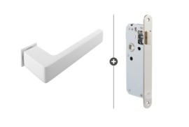 Draaideur pakket Slimserie hang- en sluitwerk - Deurkruk Dayton Wit